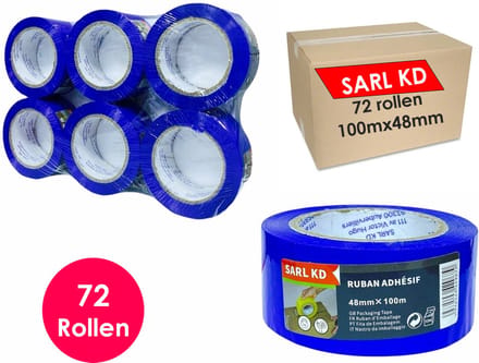 Verpakkingstape - 72 rollen - Blauw - PP Plakband - 100mx48mm - Polypropylene tape - SARL KD®