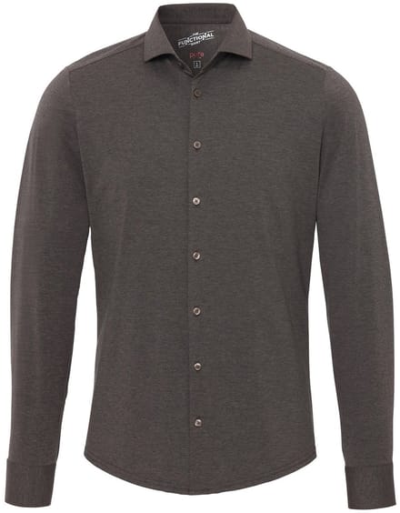 Pure H.Tico The Functional Shirt Bruin - Maat 37 - Heren - Overhemden Casual
