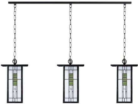 3 x Tiffany So Long Frank Lloyd Wright met ketting lampen aan plafondbalk - Art Deco Trade