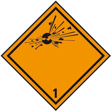 ADR klasse 1 sticker explosieve stoffen 100 x 100 mm