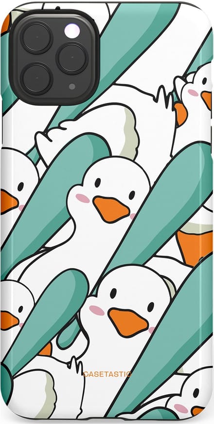 Casetastic hoesje geschikt voor Apple iPhone 11 Pro Max - Dubbellaagse bescherming - Ganssterk - Fashion Case - Wit Mintgroen Grijs Turquoise