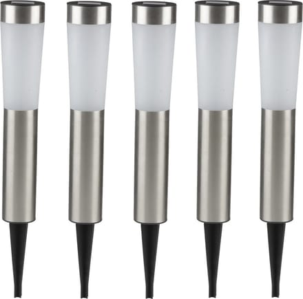 Grundig Prikspot - 5x - solar - tuinverlichting - RVS - 56 cm