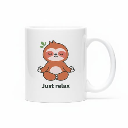 “Just Relax” Luiaard Mok – Schattige Ontspan & Mindfulness Koffiemok 330 ml