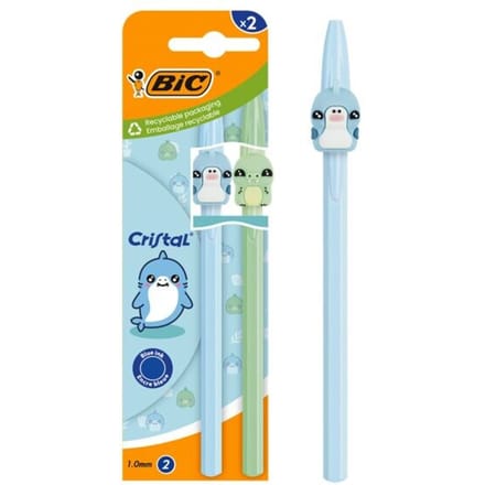 BIC balpen Cristal Pastel F, 0,32 mm, blauw, 2 stuks
