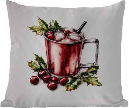 Buitenkussen - Drank - Winter - Cocktail - Rood - 45x45 cm - Weerbestendig