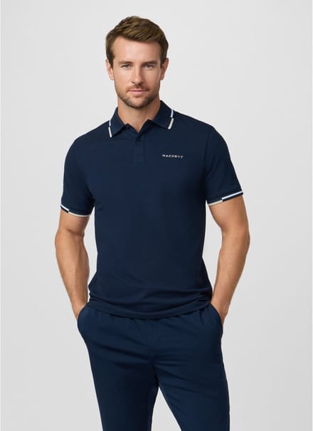 Hackett Coast Tipped Korte Mouw Poloshirt Blauw M Man