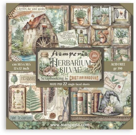 Stamperia - Herbarium Silvae 12x12 Inch Maxi Paper Pack (Single Face) (SBBXLB32)