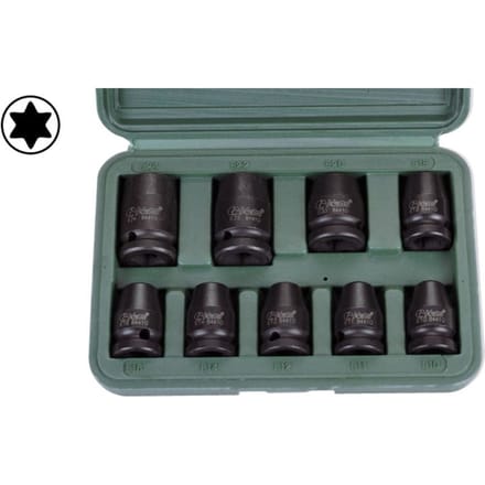 TORX slagmoerdoppenset HANS 1/2 9 stuks T10-T24