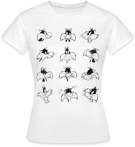 Looney Tunes Sylvester Facial Expressions T-Shirt Dames