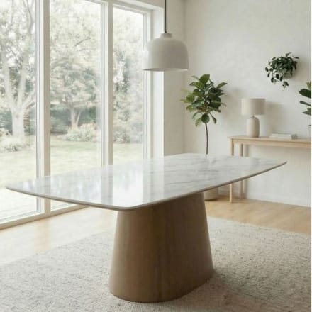 Wohnling eettafel bruin met wit marmerlook keramiek 200 cm