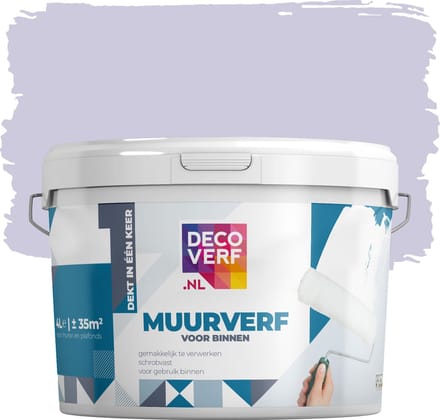 Decoverf muurverf mat zachtlila, 4L