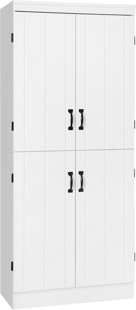 HOMCOM keukenbuffet eetkamerkast met 4 deuren 6 opbergplanken moderne stijl 76x40x177 cm Wit