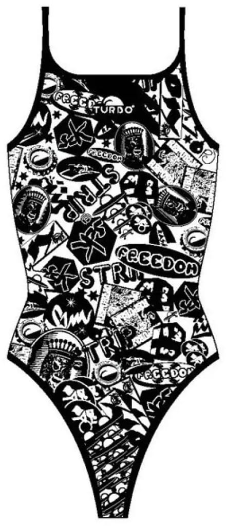 Turbo Stickers Zwemkleding Wit,Zwart M Vrouw