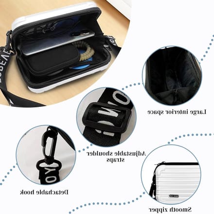 Mini Koffer Schoudertas - Cosmetica Tas voor Reizen en Winkelen - Harde Schelp, Wit, Compact en Stijlvol