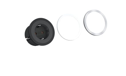 Bachmann Pix - Inbouw stopcontact - 1x 230V - zwart + wit + RVS-look - 2 meter aansluitsnoer