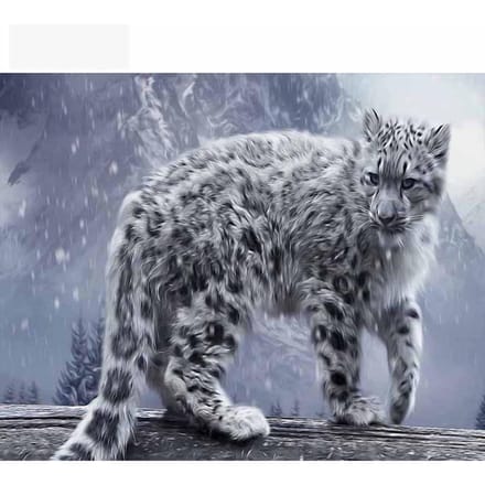 Peinture diamant diamant, mosaïque abstraite, léopard des neiges 20X30CM gray