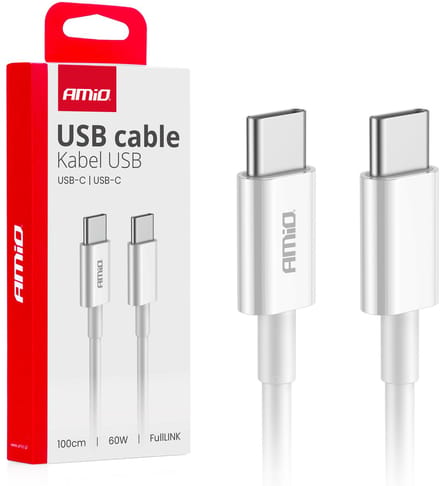 AMiO USB-C naar USB-C Kabel – 60W – 100cm – FullLINK – 03896