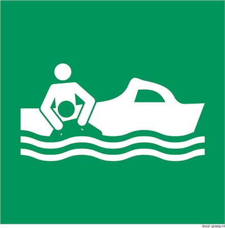 Reddingsboot bord 200x200 mm - kunststof - ISO 7010 E037