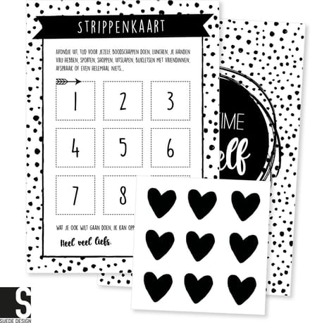 Oppas strippenkaart | Kraamcadeau | Suede design A5 kaart