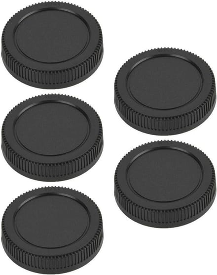 Plastic Achterste Lensdop voor M4/3 Camera Lens - Set van 5 - Zwart.