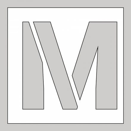 Spuitsjabloon letter M - dibond 500 x 500 mm