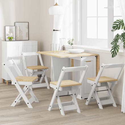 vidaXL - Klapstoelen - 4 - stuks - "Corona" - Wit - Massief - Grenenhout