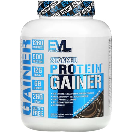 EVLution Nutrition, Stacked Protein Gater, Dubbele Rijke Chocolade, 6 lbs (2,72 kg)