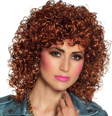 Boland - Pruik Club bruin Bruin - Krullen - Halflang - Vrouwen - - 80's & 90's - Disco