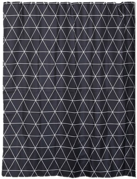 Tendance Douchegordijn Grafisch - met ringen - zwart - polyester - 180 x 200 cm - wasbaar