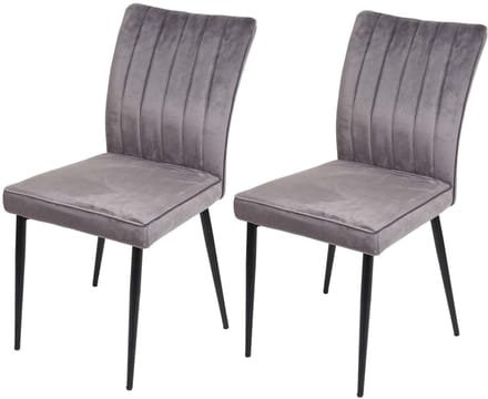 Set van 2 eetkamerstoelen MCW-K16, keukenstoel, fluweel metaal ~ donkergrijs
