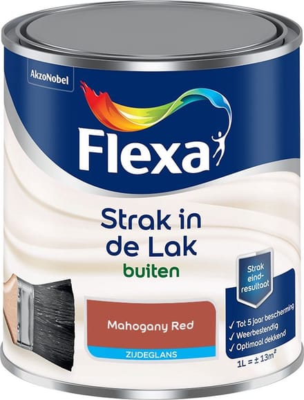 Flexa - Strak In De Lak Buitenlak Zijdeglans - Mahogany Red - Mengverf - 1 L