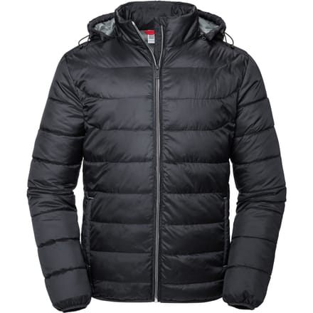 Russell Heren Nano Gewatteerd jack met capuchon (Zwart)