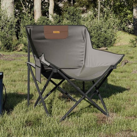 vidaXL - Campingstoelen - 2 - st - met - vakje - inklapbaar - grijs
