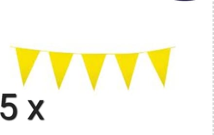 5x vlaggenlijn - Geel- 10 meter, Verjaardag, Themafeest, Pasen