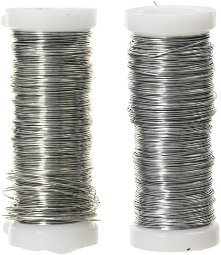 Decoris Binddraad/wikkeldraad - 2x rolletjes - zilver - 30 m x 0,3 mm - hobbydraad/bloemendraad