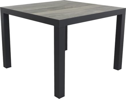 Kings tuintafel 100x100 cm. - Antraciet/Houtlook