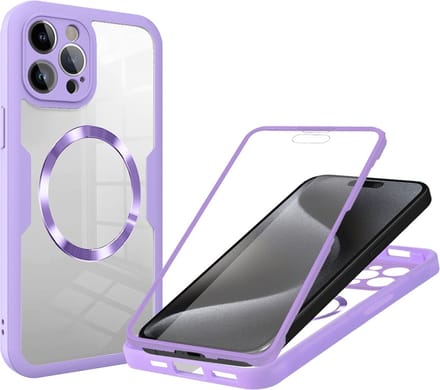 Hoesje geschikt voor Apple iPhone 15 Pro Max - Techsuit ColorVerse 360 Case met Screenprotector - Geschikt voor MagSafe - Paars