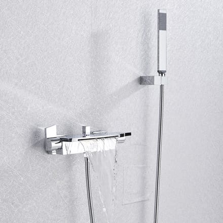 Badkraan met handdouche, watervalkraan, badkuip, wandmontage, badkraan Chroom
