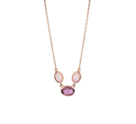 Zilver Rosé Verguld Collier amethyst+roze kw 0 2401031