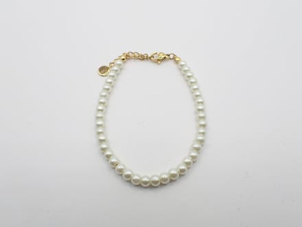 Colure® armband glasparels 6mm off-white goud
