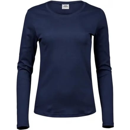 Tee Jays - Dames Interlock T-shirt lange mouwen - Navy maat M