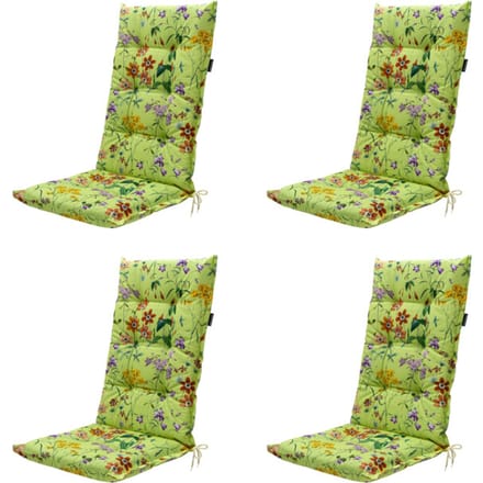 Madison - Tuinstoelkussen Hoge Rug Milly green - Ca. 123x50 cm - Set van 4
