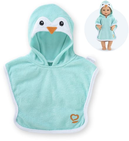 Kleding voor poppen badcape pingouin voor babypop Corolle 36 cm