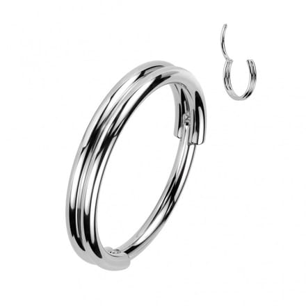 Piercing clicker double lined strak 0.8x7 - zilver - LMPiercings