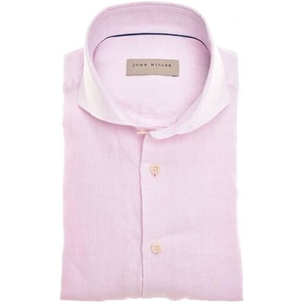 John Miller Overhemd Luxury Linen Licht Roze / male
