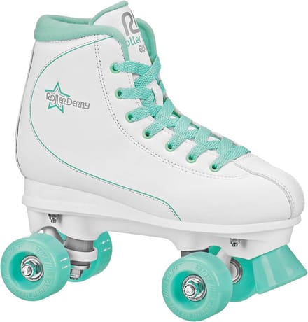 Traditionele Dames Quad Rolschaatsen Wit/Mint - Comfortabele High Top