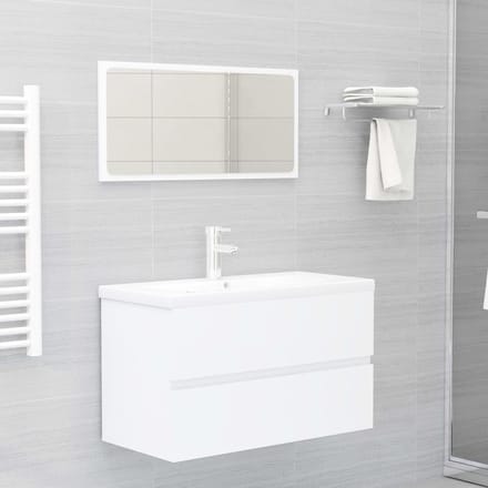 vidaXL - Wastafelkast - met - ingebouwde - wastafel - spaanplaat - wit