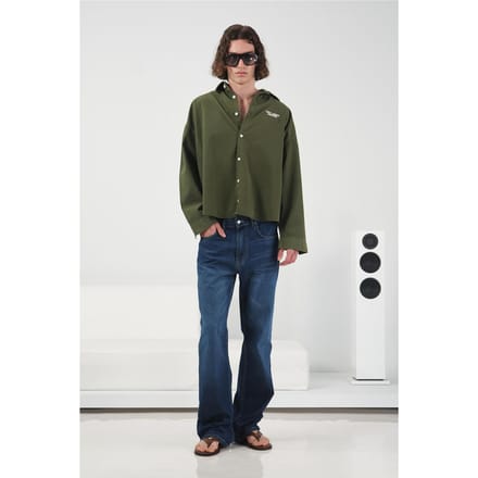 Overmaatse Geknoopte Langemouwen Blouse met Borduursel