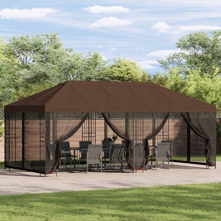 vidaXL - Tuinpaviljoen - 6 - x - 3 - m - Bruin - Polyester - en - Staal - 190 - gsm