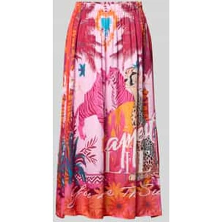 Midirok van zuivere viscose met all-over motiefprint